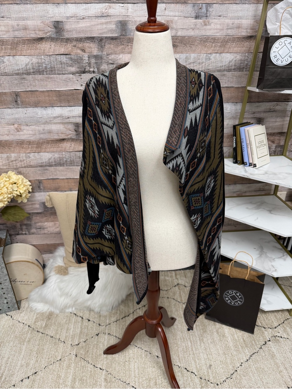 Peruvian Connection Brown and Black Long Sleeve Tunic
